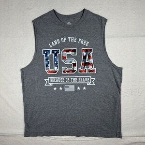 USA Patriotic Muscle Tank Top Mens XL Gray Camo Graphic Sleeveless Tee WK26507PM